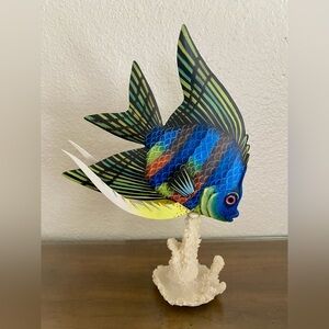 Hand painted Colorful Fish Decor on Coral Stand